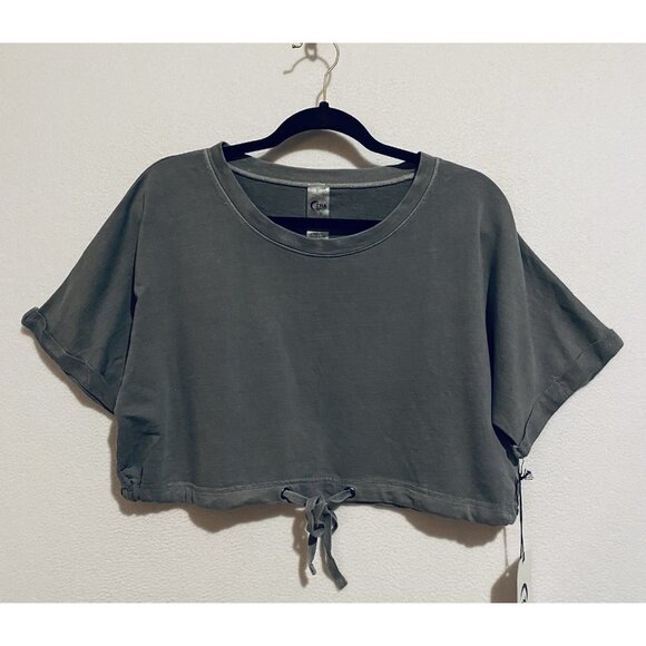 Zyia Active Top Womens XL Gray Rebel Crop Drawstring Hem Yoga Workout Gym - Picture 1 of 7